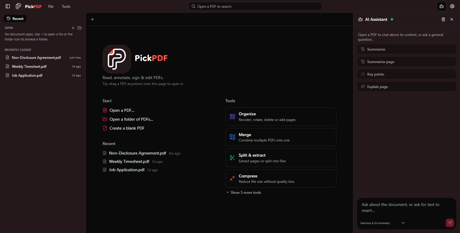 PickPDF with a slate accent theme