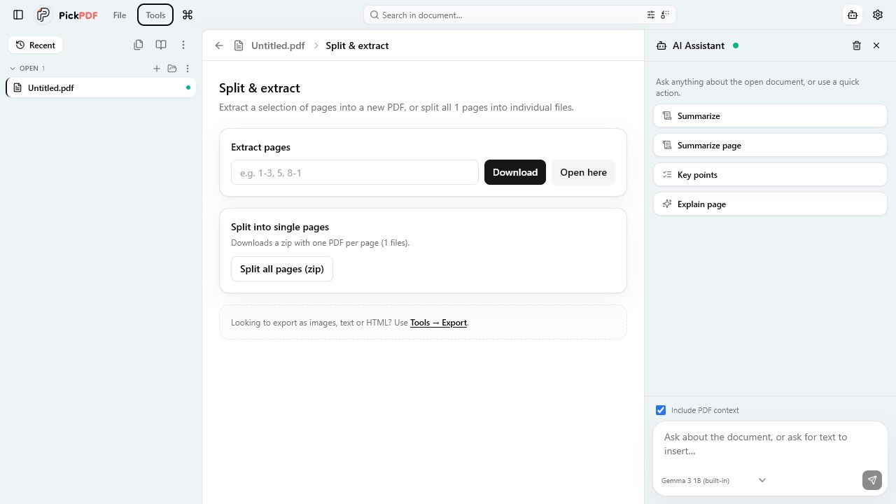 PickPDF page tools for extracting and organizing PDF pages